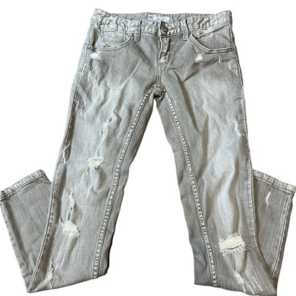 Free People Tan Destroyed Jeans Size 24